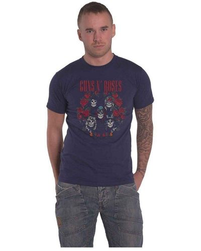 Guns N Roses Skull Wreath T-shirt - Blue