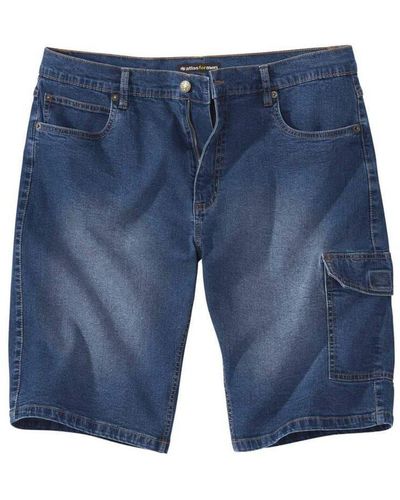 Atlas For Men Denim Stretch Cargo Shorts - Blue