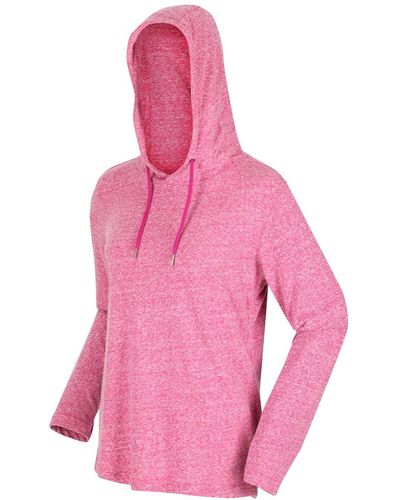Regatta Hooded Coolweave Cotton 'maelys' Long Sleeve T-shirt - Pink