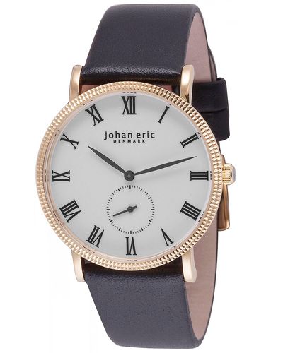 Johan Eric Holstebro Watch, Steel Case Leather Strap - Grey