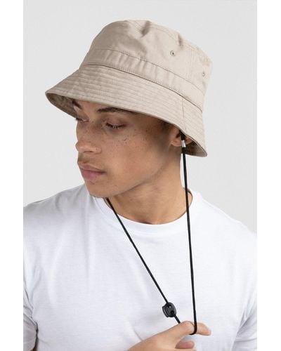Larsson & Co Stone Twill Bucket Hat With String - White