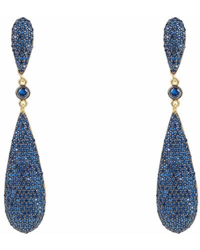 LÁTELITA London Long Drop Earrings Sapphire Blue Cz