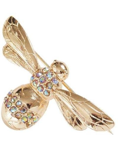 Fable England Gold Pave Bee Brooch - Metallic