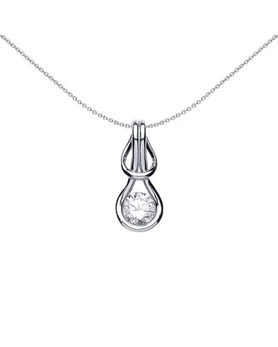 Jewelco London Silver Cz Love Knot Solitaire Pendant Necklace 18 Inch - Gvp355 - Black