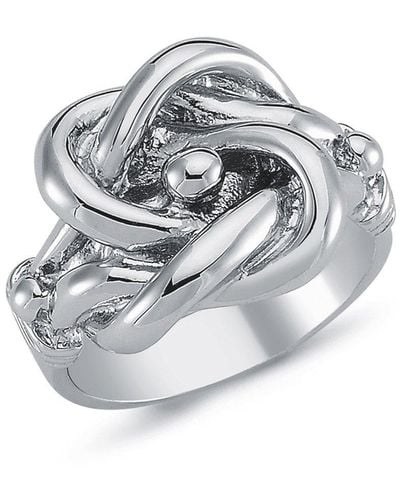 Jewelco London Rhodium Plated Silver Celtic Knot Love Ring 18mm - Arn086 - Metallic