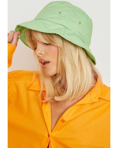 Boohoo Bright Green Woven Bucket Hat - Yellow
