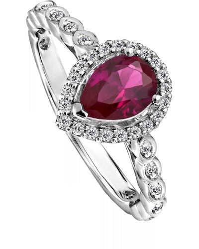 Created Brilliance Lyra Lab Grown Diamond & Created Ruby Vintage Inspired Ring - Metallic
