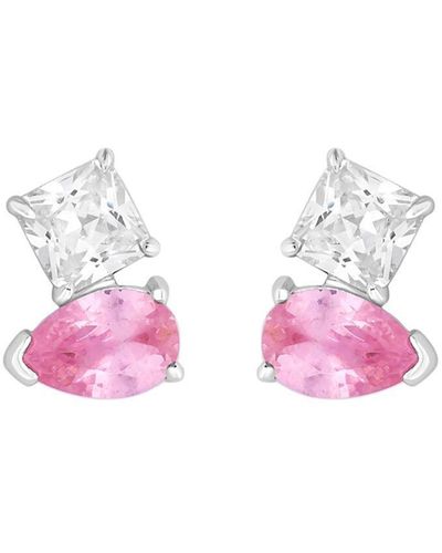 Simply Silver Sterling Silver 925 Cubic Zirconia Pink And Purple Stud Earrings