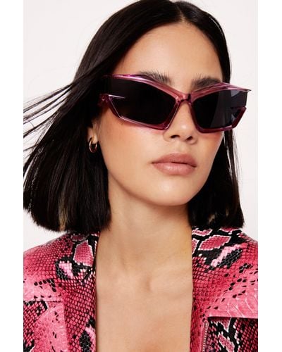Nasty Gal Abstract Oversized Sunglasses - Red