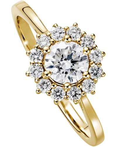 Created Brilliance Lillian Yellow Gold Lab Grown Diamond Cluster Engagement Ring - Metallic