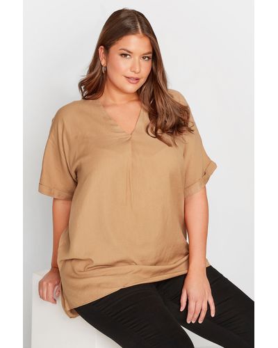 Yours Grown On Sleeve Blouse - Natural