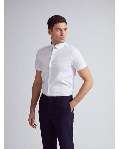 Burton White Stretch Short Sleeve Skinny Fit Shirt