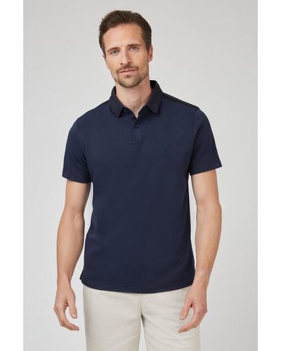 Jeff Banks Pique Waffle Jersey Polo - Blue