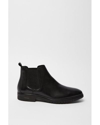 MAINE : Brampton Leather Flex Sole Chelsea Boots - Black