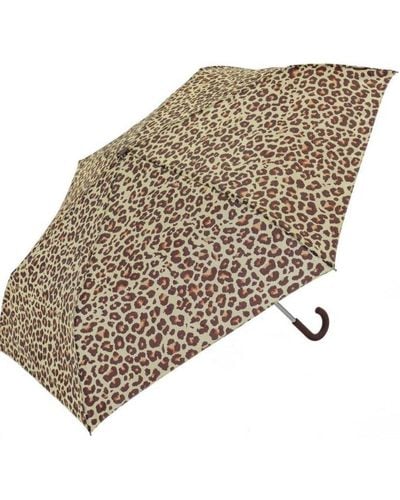 Universal Textiles X-brella Leopard Print Compact Stick Umbrella - Natural