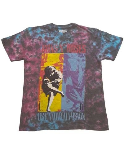 Guns N Roses Use Your Illusion Dip Dye T-shirt - Blue