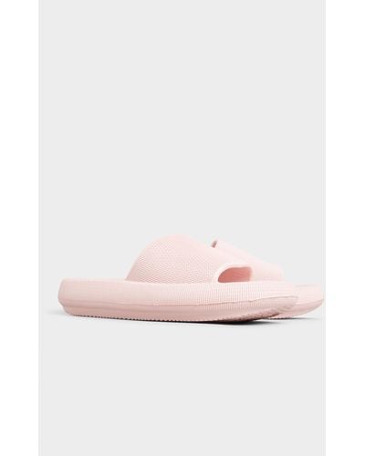 Yours Extra Wide Fit Textured Sliders - Pink