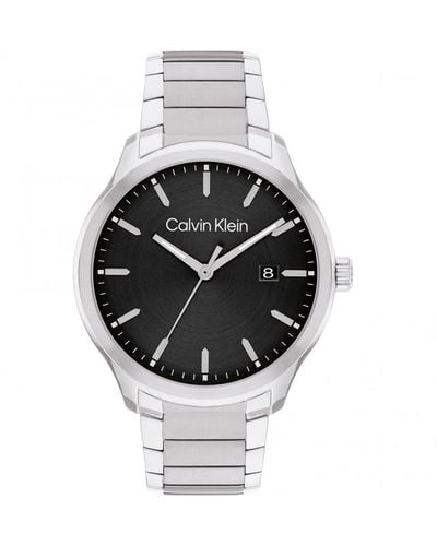 Calvin Klein Define Sterling Silver Fashion Analogue Quartz Watch - 25200348 - Black