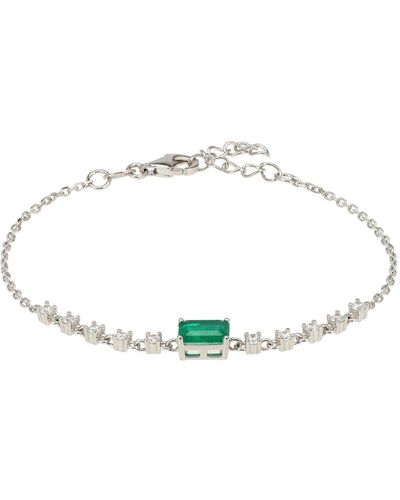 LÁTELITA London Claudia Gemstone Bracelet Silver Colombian Emerald - White