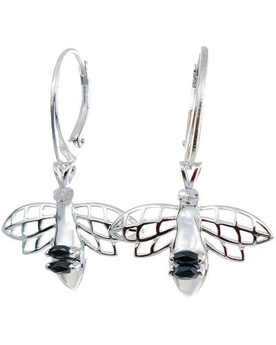 Ojewellery Sapphire Bee Dangle Earrings - White