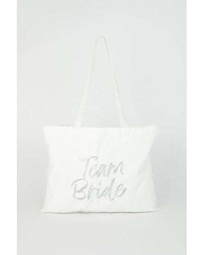 Coast Embroidered Team Bride Tote Bag - White