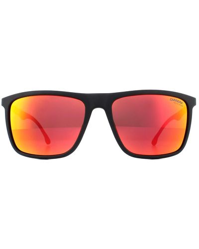 Carrera Rectangle Matte Black Red Mirror Sunglasses