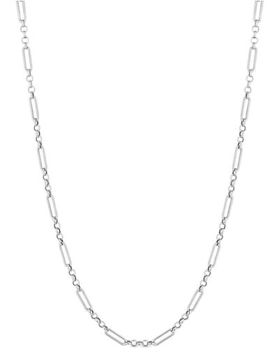 Simply Silver Sterling Silver Belcher Chain T-bar Necklace - White