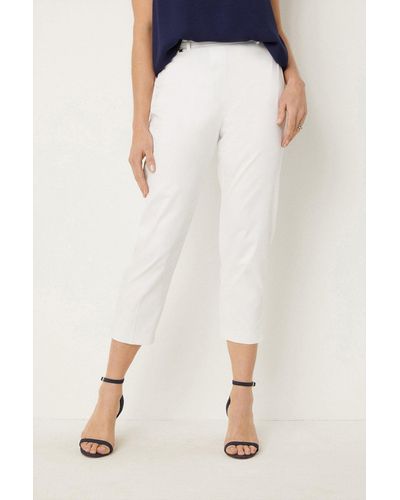 Wallis Side Zip Stretch Crop Trousers - White
