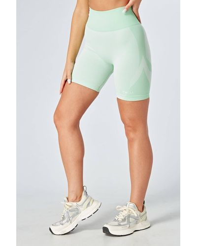 Twill Active Recycled Colour Block Body Fit Cycling Shorts - Green