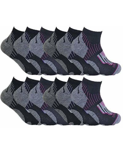 Sock Snob 12 Pair Multipack Cycling Socks - Black Short Running Socks - Blue