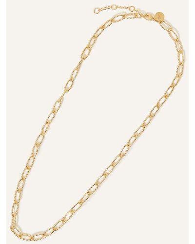 Accessorize 14ct Gold-plated Diamond Cut Stamp Chain Necklace - Natural