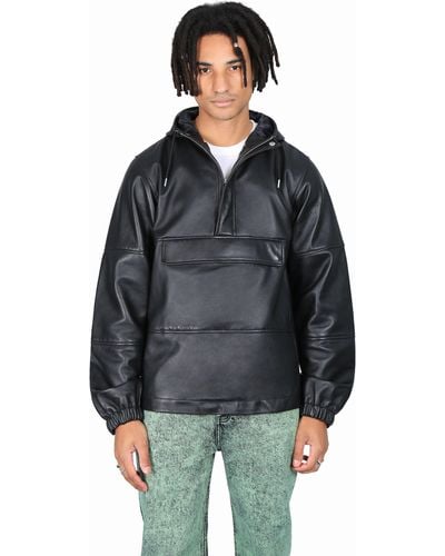 Bolongaro Trevor Leather Break Popover Hooded Jacket - Black