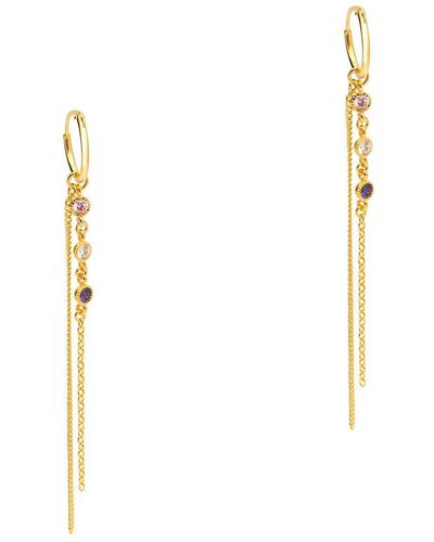Pure Luxuries Gift Packaged 'lettie' 18ct Yellow Gold 925 Silver And Cubic Zirconia Hoop & Chain Drop Earrings - Metallic