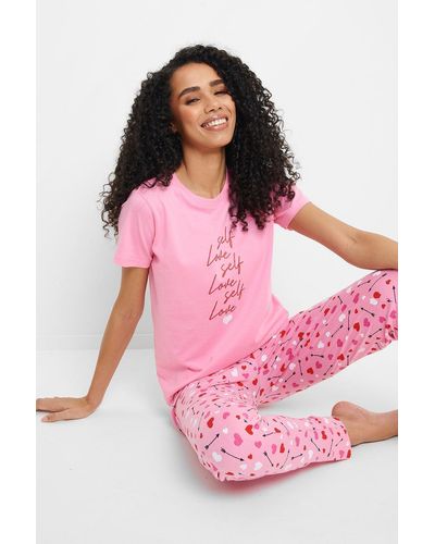 Threadbare 'kisses' Cotton Pyjama Set - Pink