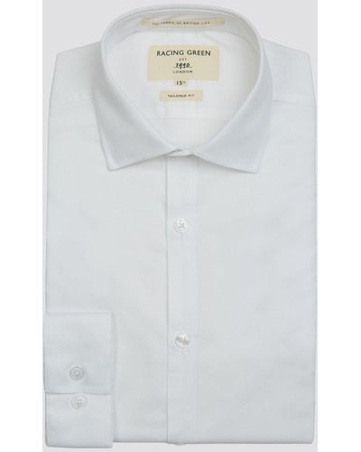 Racing Green Dobby Tailored Fit Shirt - White