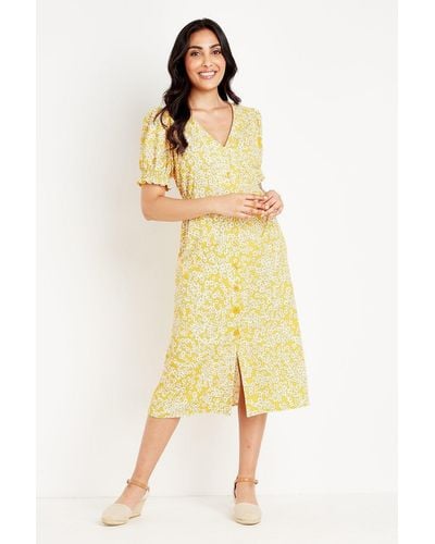 Wallis Petite Marigold Daisy Midi Dress - Yellow