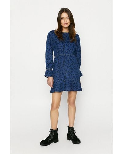 Oasis Denim Leopard Dress - Blue