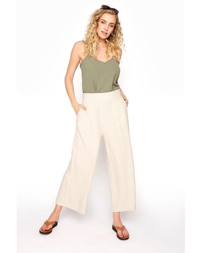 Long Tall Sally Tall Shirred Waist Cropped Trousers - White