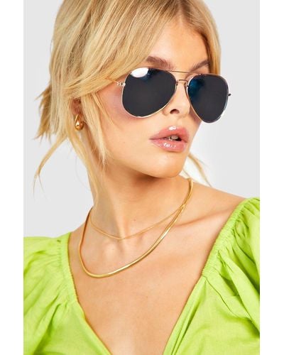 Boohoo Rose Gold Natural Ombre Aviator Sunglasses - Multicolour
