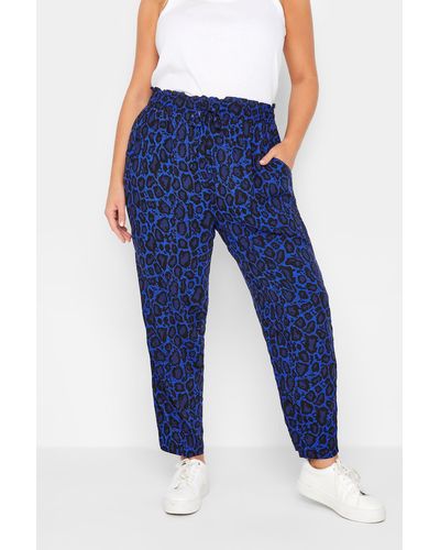 Yours Leopard Printed Trousers - Blue