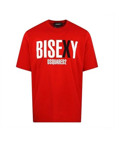 DSquared² Oversize Fit Bisexy Logo Red T-shirt