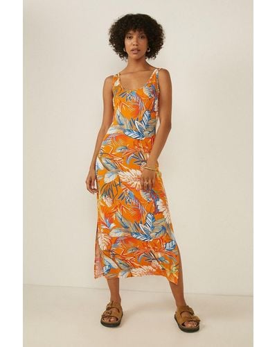 Oasis Floral Scoop Neck Maxi Dress - Orange