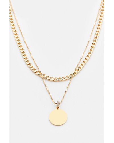Karen Millen Gold Plated Coin Layered Necklace - Metallic