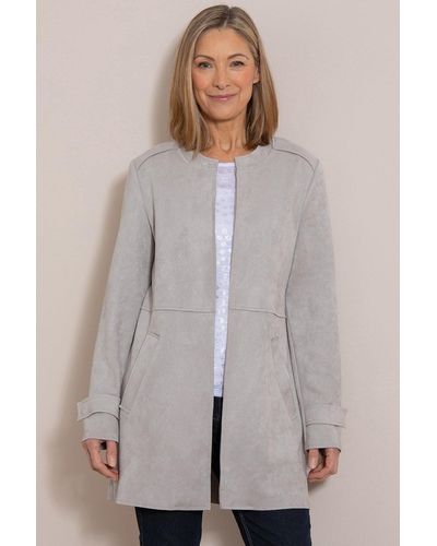 Anna Rose Suedette Open Jacket - Grey