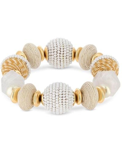 Mood Gold Beaded Stretch Bracelet - White