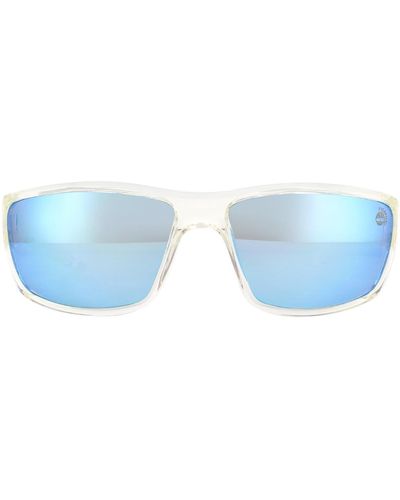 Timberland Wrap Shiny Crystal Blue Polarized Sunglasses