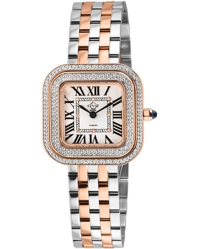 Gv2 Bellagio Swiss Made Diamond Watch, Silver-white Dial, Two Toned Ss/iprg Bracelet - Multicolour