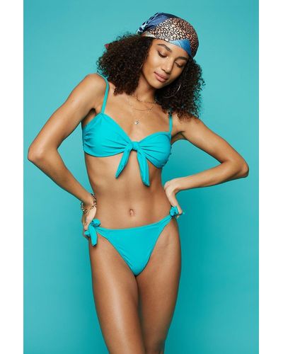 Dorothy Perkins Aqua Tie Front Bikini Set - Blue