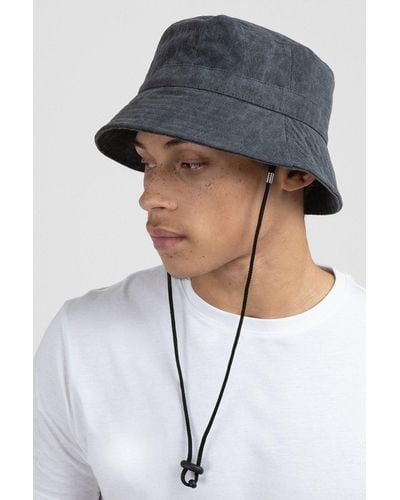 Larsson & Co Washed Black Twill Bucket Hat With String