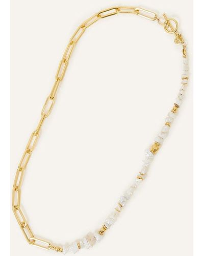 Accessorize 14ct Gold-plated Keshi Pearl Necklace - Natural